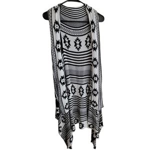 Open Front Draped Vest Southwest Aztec Print Size Medium